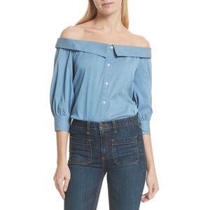 VERONICA BEARD Blue Chambray Britta Shirt Blouse Top  Women's Size 6